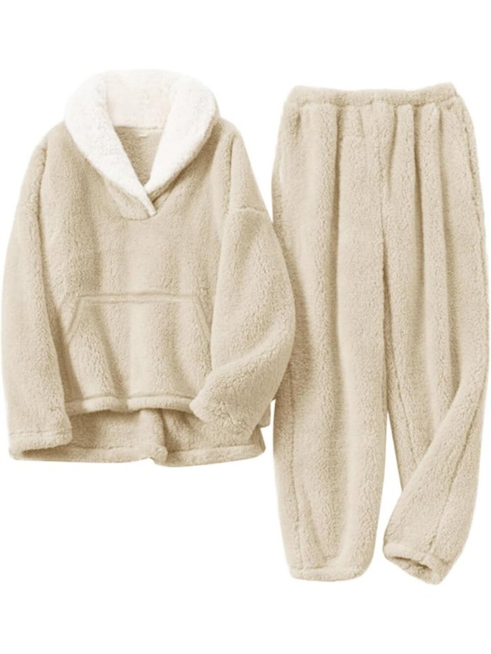 Cozy Girls Fuzzy Fleece Pants Set - Winter Flannel Pullover & Sweatpants Outfit